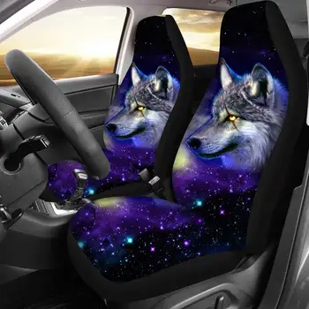 

Galaxy Wolf/Horse/Cat Animal Car Seat Covers 2Pcs/Set Elastic Fashion Vehicle Seat Protector Cover Air Cushions Front High Back