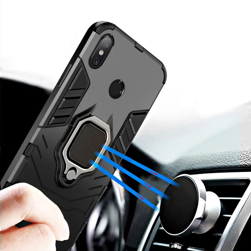 Shockproof Armor Phone Case For Xiaomi Mi Note 10 CC9 CC9e A3 Lite 9 8 Redmi 8A Note 8T 8 Pro Coque Stand Holder Car Ring Cover