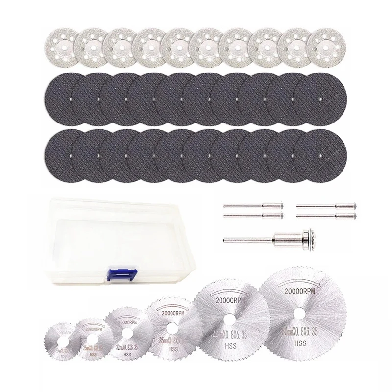 

42 Pcs Rotary Cutting Wheels Tool Kit Diamond Cutting Wheel Mini HSS Circular Saw Blades and Resin Cut-Off Wheels for Woodworkin