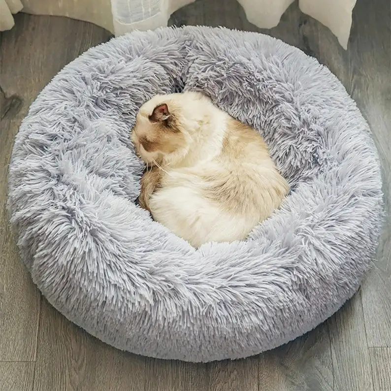 Fluffy Washable Cat Bed, Calming Cat Bed, Cat Gift, Donut Cat Bed
