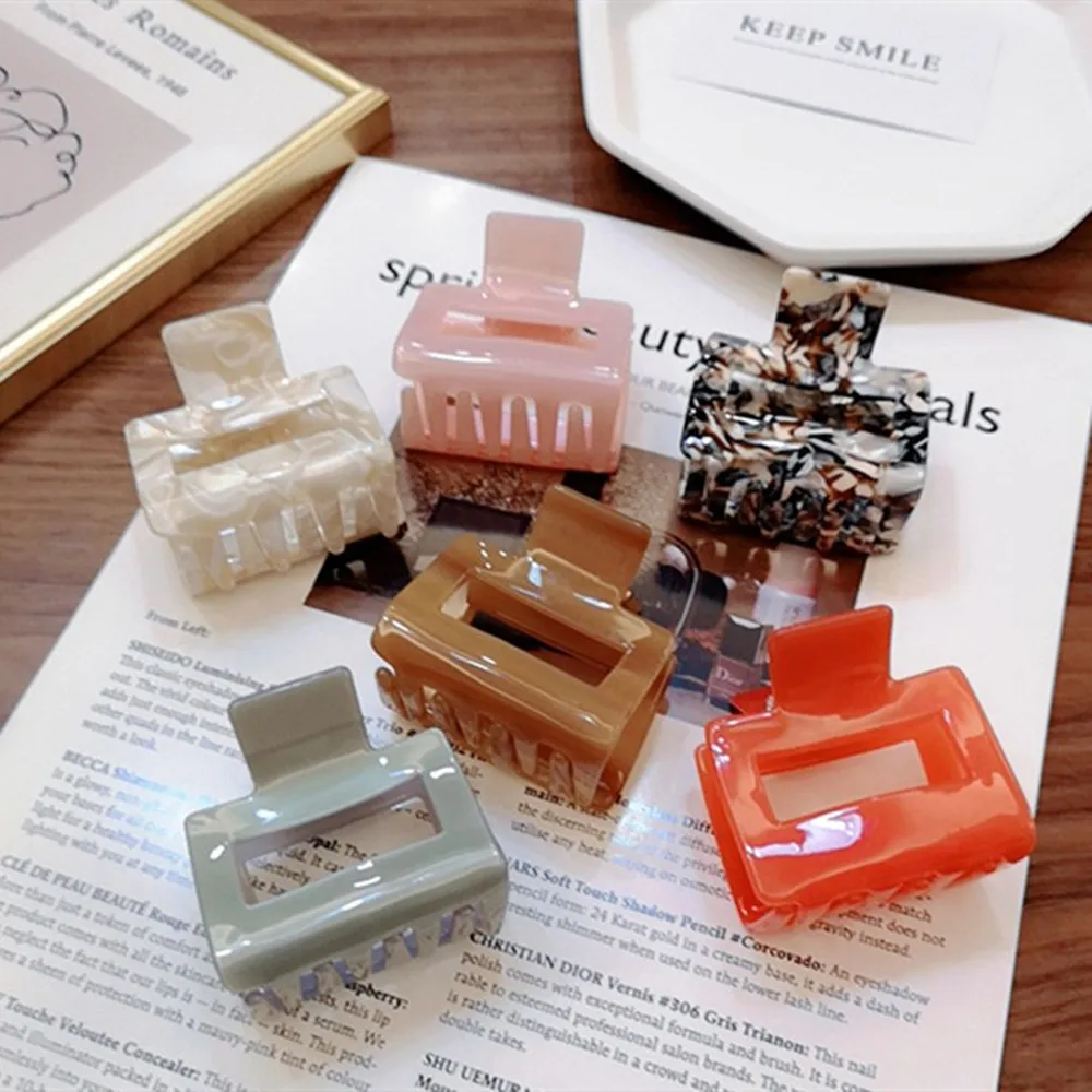 

2020 Korean Simple Square Acetate Hair Clip Girls Crab Claws Clamp Hairgrip Hair Accessories For Women Banana Grips