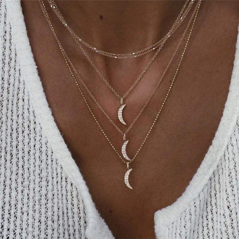 Винтажное многоэлементное хрустальное ожерелье для женщин модное ожерелье с камнями несколько Подвеска со слоями длинное ожерелье s Boho подарок ювелирные изделия - Окраска металла: NE-0053-14