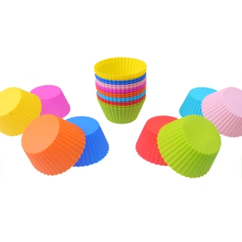 

12 pcs Silicone Cake Cupcake Liner Baking Cup Mold Muffin Round Cup Cake Tool Bakeware Baking Pastry Tools Kitchen