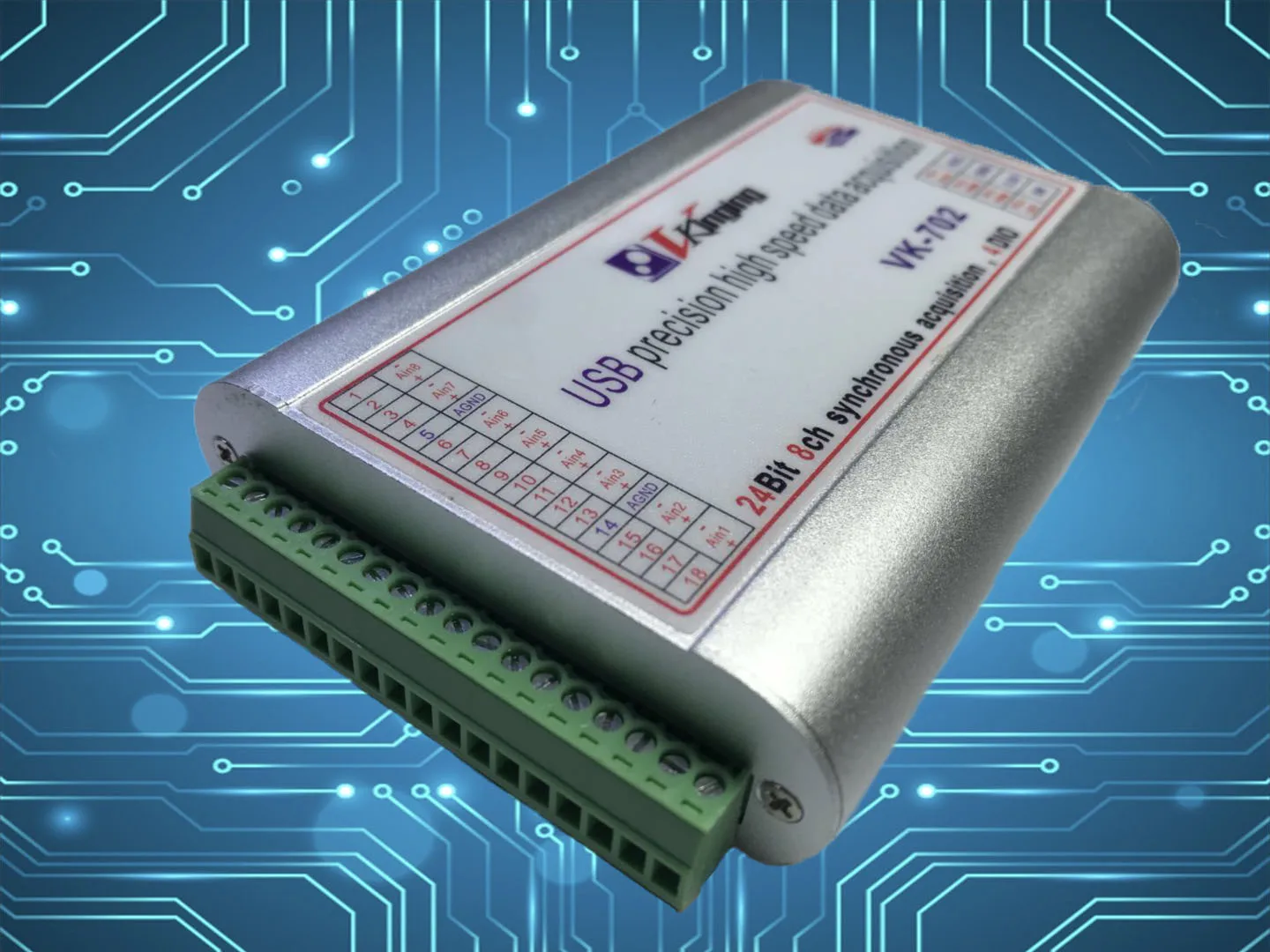 

VK702 24-разрядная 8-канальная USB-карта для сбора данных UV Microvolt Точная сборка 50K Синхронизация