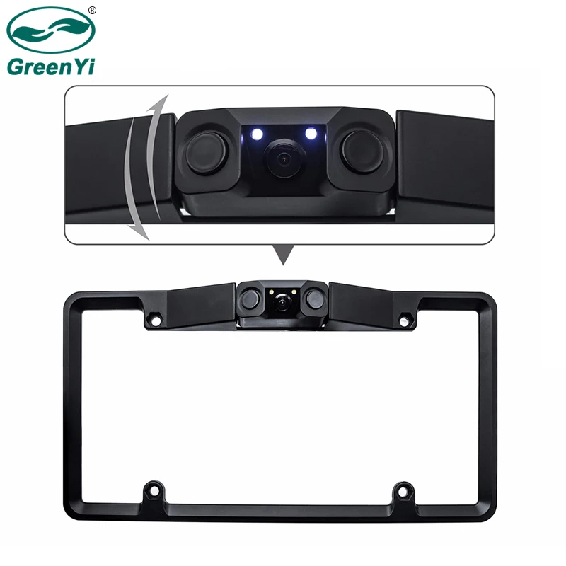 GreenYi Canada USA American License Plate Frame Video Parking Sensor Car Reaview Backup Reversing Camera with Leds Night Vision |