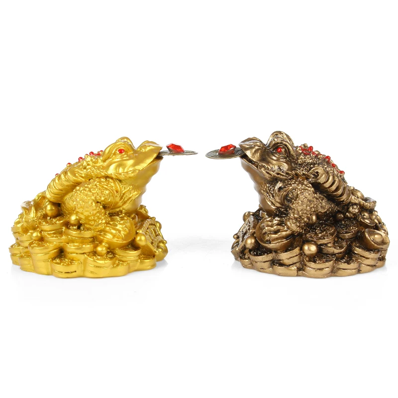 

Feng Shui Toad Money LUCKY Fortune Wealth Chinese Golden Frog Toad Coin Home Office Decoration Tabletop Ornaments Lucky