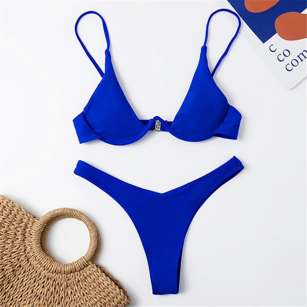 

V-bar Bikini Female Swimsuit Underwired Women Swimwear Two-piece V shape Wire Bikini set Bather Bathing Suit Swim