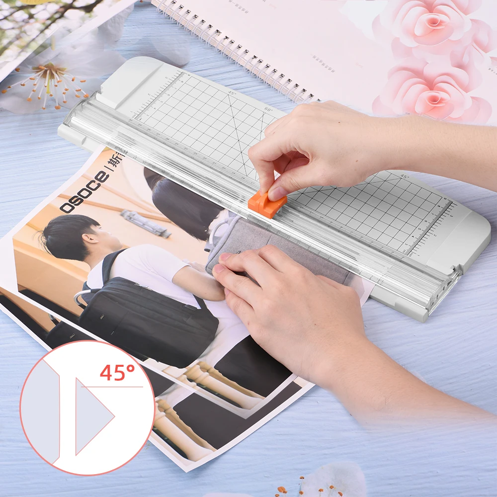 

Mini Plastic Bottom Paper Cutter Sliding Office A4 Precision Paper Photo Trimmers Cutter Concealed Head Safety Accessory