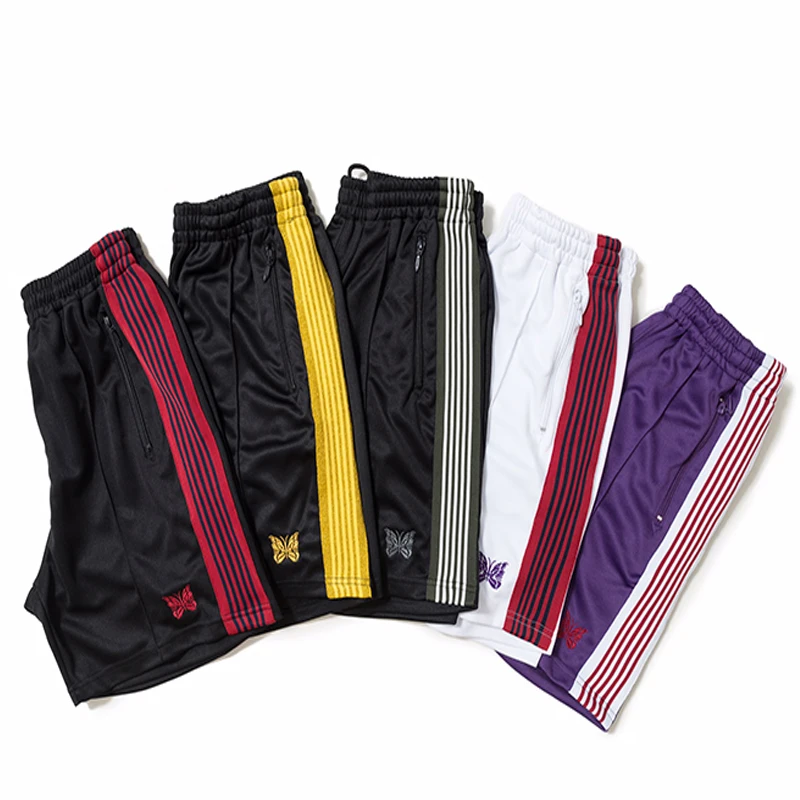 

Needles Butterfly Embroidery 5-Color Striped Shorts 19SS Men Women 1:1 Fashion Fit Needles Sports Casual Cropped Pants