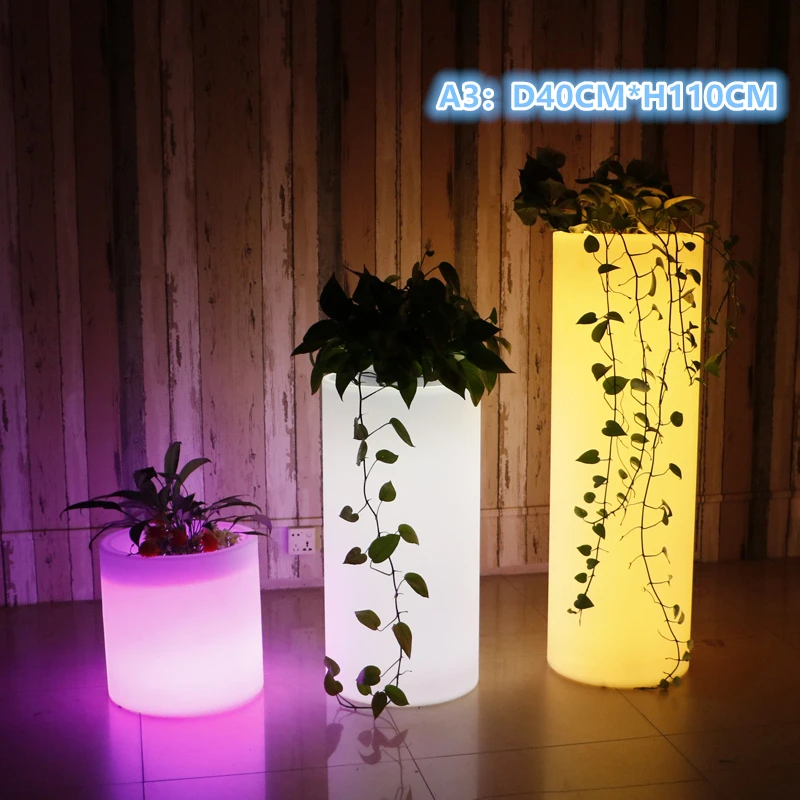 New waterproof LED light round plastic luminous flowerpot cylindrical sub ice barrel outdoor decorative landscape lamp - Испускаемый цвет: A3 D40CM x H110CM