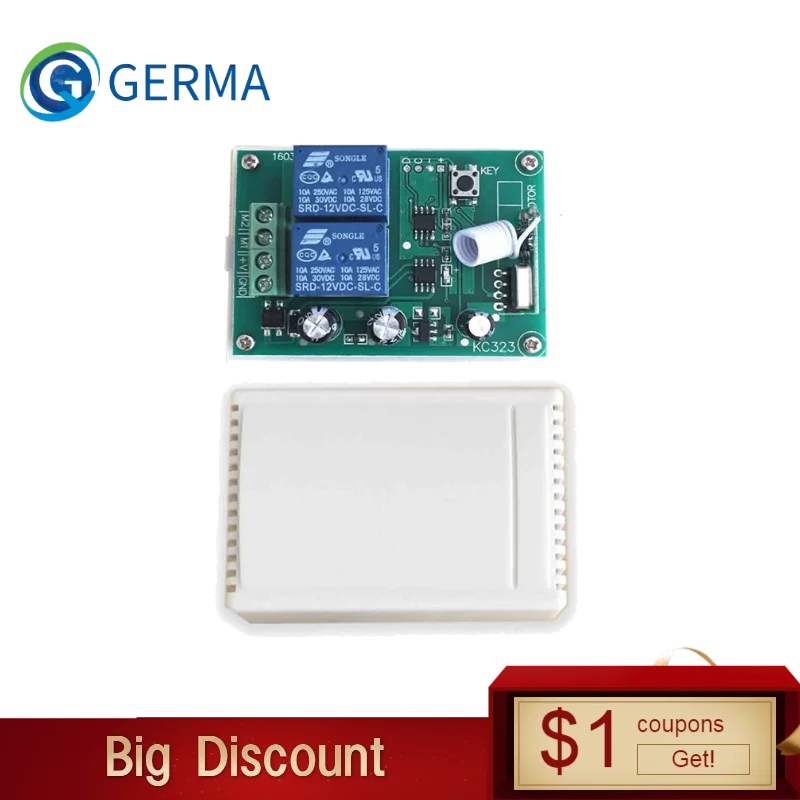 

GERMA 433Mhz Universal Wireless Remote Control Switch AC 250V 110V 220V 2CH Relay Receiver