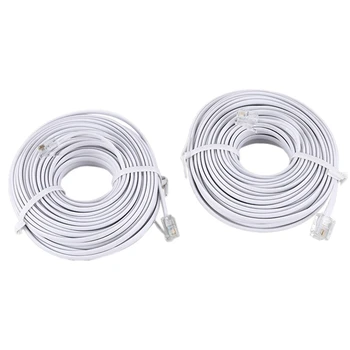 

Hot TTKK 40Ft 12M RJ11 6P2C Telephone Phone Modem Cord Cable White 2pcs