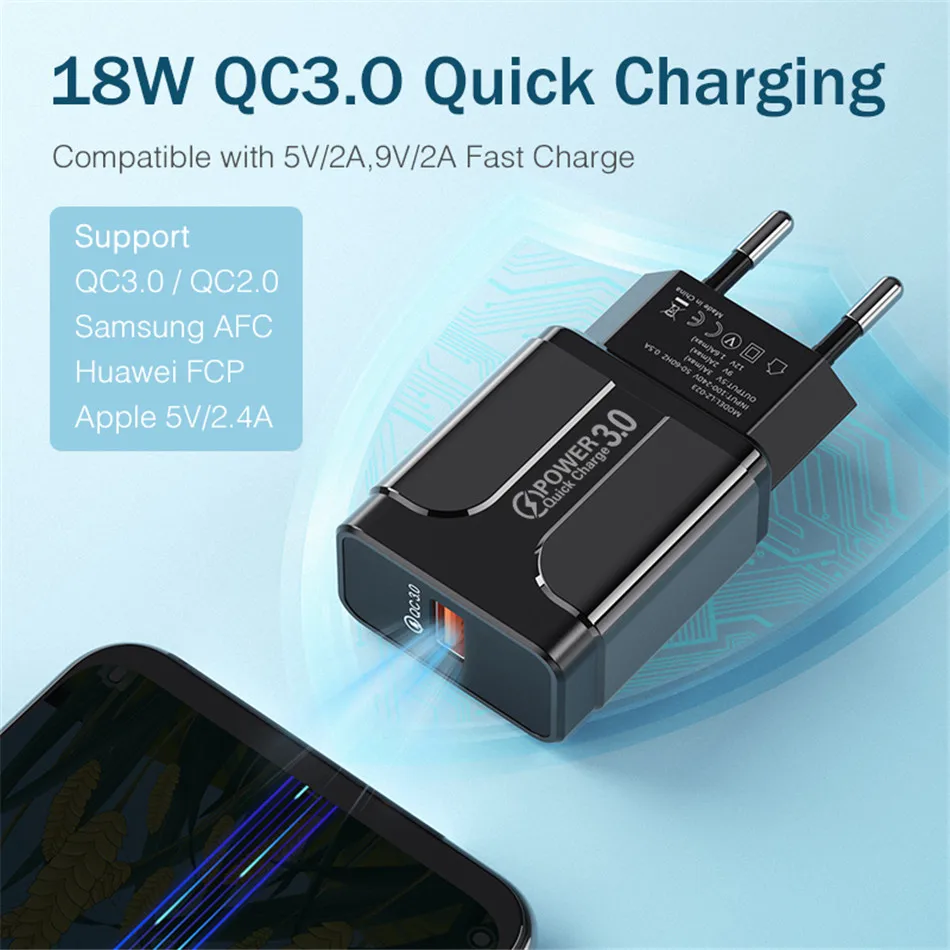 USLION USB зарядное устройство Quick Charge 3,0 EU US Plug быстрое настенное зарядное устройство для iPhone 7 8 samsung S7 S8 S10 Note 5 8 зарядное устройство для мобильного телефона s