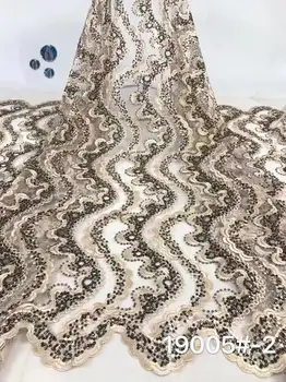 

African Lace Fabric 2019 High Quality Lace Fabric French Sequins Net Cord Tulle Fabrics Nigerian Laces For Wedding Dress Black