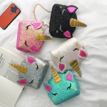 

New Sequins Unicorn Backpack Women PU Leather Mini Travel Soft Bag Fashion School Bag Teenager Student Girls Book Bag