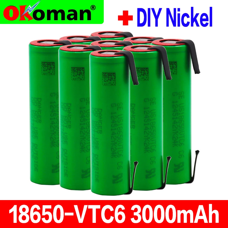2019 vtc6 18650 3000mah electronic cigarette Rechargeable battery power high discharge For Flashlight batteries+DIY Nickel | Электроника