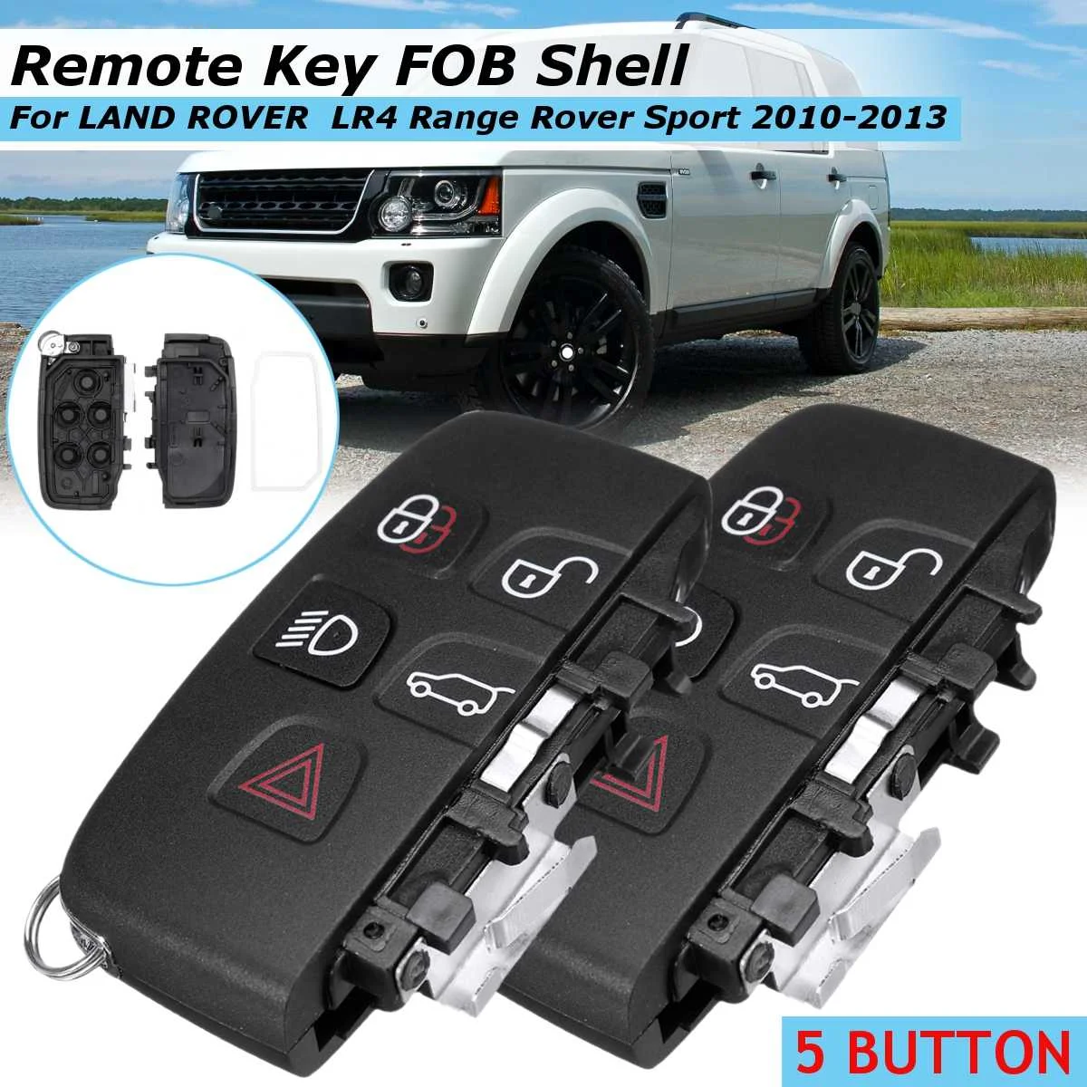 

2 pcs 5 Button Remote Key FOB Smart Key shell case for LAND ROVER LR4 for Range Rover Sport Evoque 2012 2013