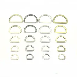 100pc 16/19/25/32/37mm Flat Metal D Ring Bag Strap Connector Dee Buckles Belt Webbing Handbag Hook Loops Clasp DIY Leather Craft