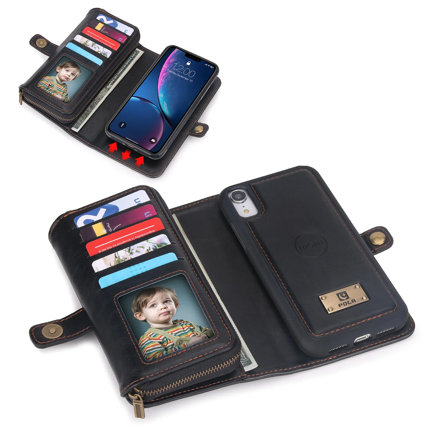 Многофункциональный кошелек с отделением для карт чехол для iphone XR чехол Магнитный 2-в-1 Флип кожаный чехол для iphone 11 Pro Max X XS 7 8 б оболочки
