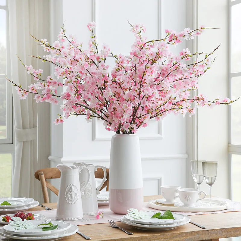 2 piezas de flores de cerezo de seda искусственные растения árboles ramas ramo de novia Отель de boda; decoración de flores falsas