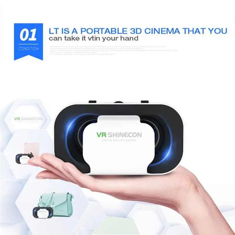 VR Shinecon 5.0 3D SC-G05A Glasses VR Movies Games Headset for iPhone for Samsung Virtual Reality Helmet