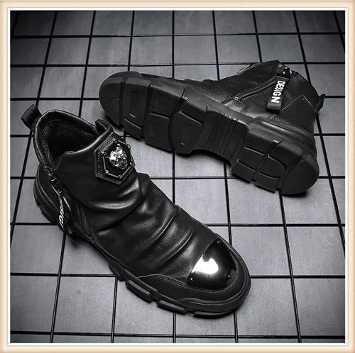 Pu Leather Мужская зимняя обувь из натуральной кожи; Botas Masculina; зимняя теплая обувь; Zapatos De Hombre; 2#10/20f50 - Цвет: Pu Leather