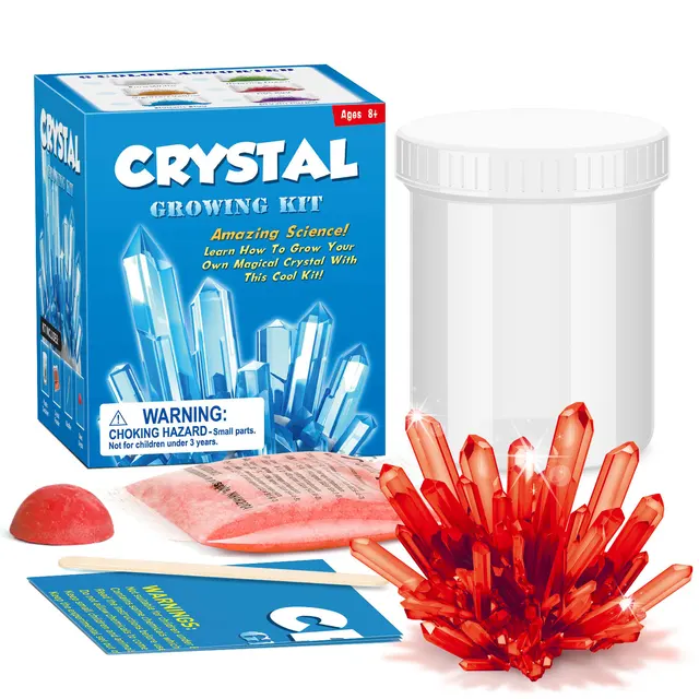 Kids Crystal Growing Kit DIY Science Experiment for Teenagers Boys Toys Magical Funny Crystal Educational Stimulates Interest Red