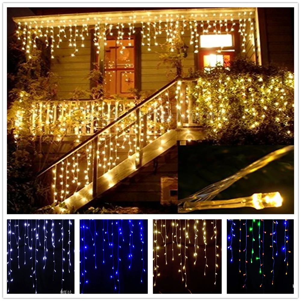 8 м-48 м, 220 В, водонепроницаемый светодиодный светильник для занавесок, гирлянда, садовый светильник, карнизы, сказочный светильник, s Droop, 0,4-0,6 м, уличный праздничный светильник