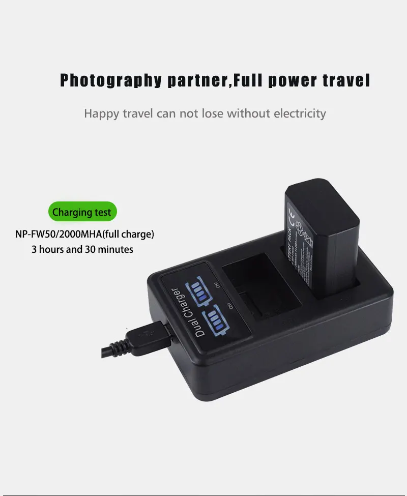 NP-FW50 NP FW50 NPFW50 Аккумулятор для камеры 7,4 V 2000mAh для sony Alpha a6500 a6300 a6000 USB двойное быстрое зарядное устройство для NP FW50
