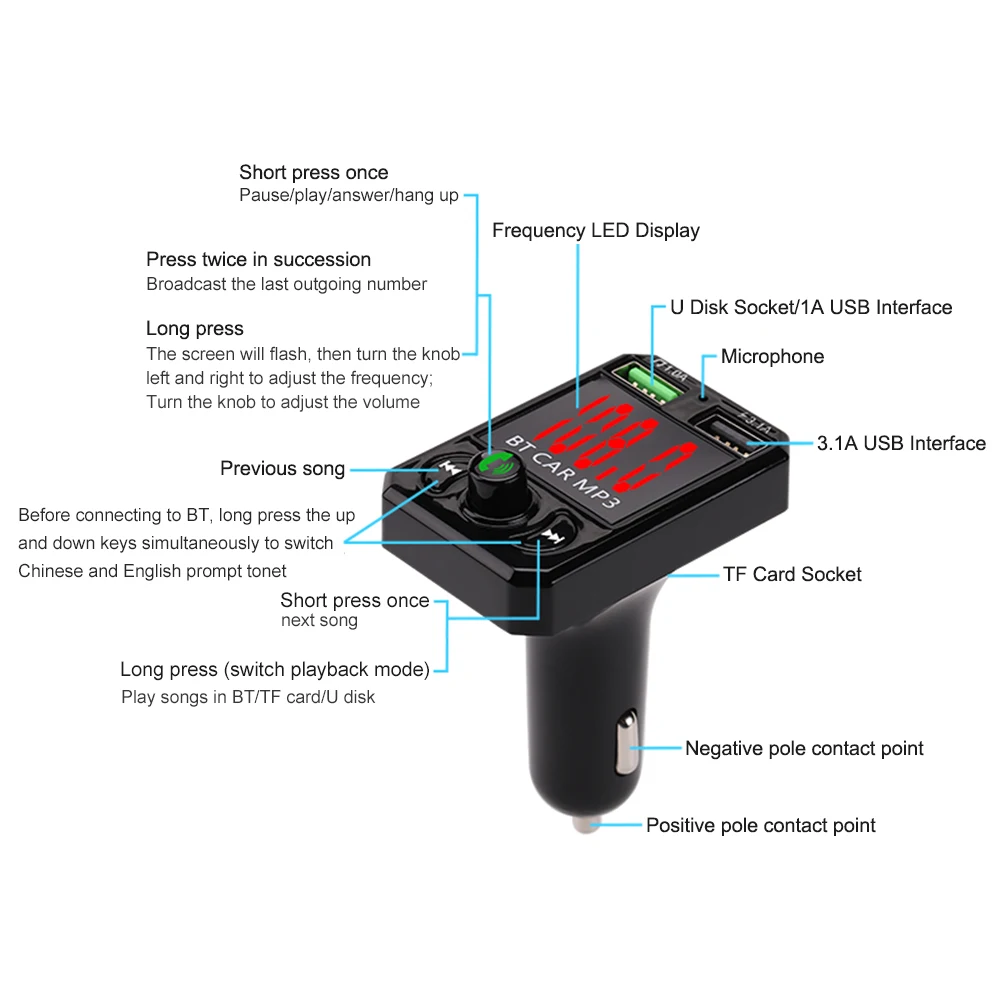 Автомобильный BlueTooth fm-передатчик, Автомобильный MP3-плеер, беспроводной аудио адаптер, приемник, автомобильное зарядное устройство, телефон, плеер без рук, автомобильные аксессуары