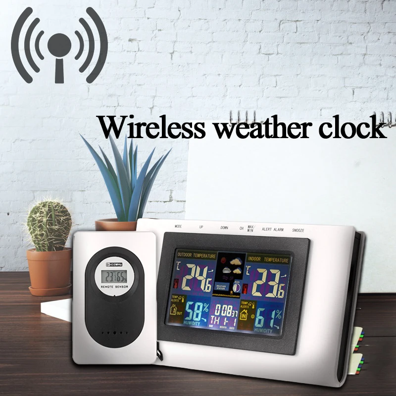

New Digital Wireless Weather Clock Station Temperature Monitor Waterproof Indoor Outdoor Hygrometer Thermometer With Sensor