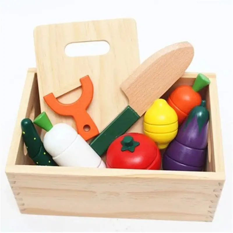 Wooden Classic Game Simulation Kitchen Series Toys Cutting Vegetables Set Toys Montessori Early Education Gifts R7RB