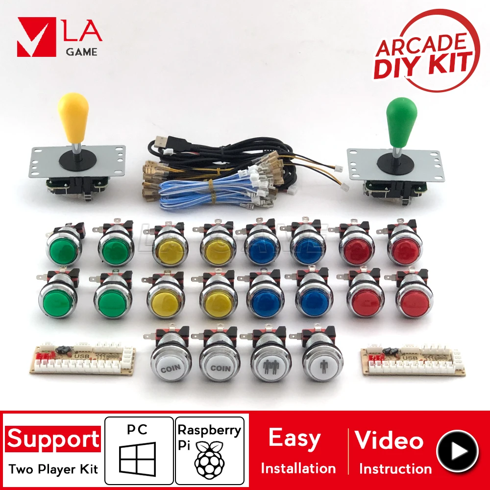 Juego de arcade con botones led, raspberry Pi, joystick arcade con consola de bolas ovaladas
