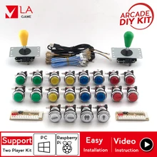 Arcade diy mando usb pc ahududu Pi bartop arcade düğmeler led arcade diy kiti oyun kolu ile oval top konsol mueble