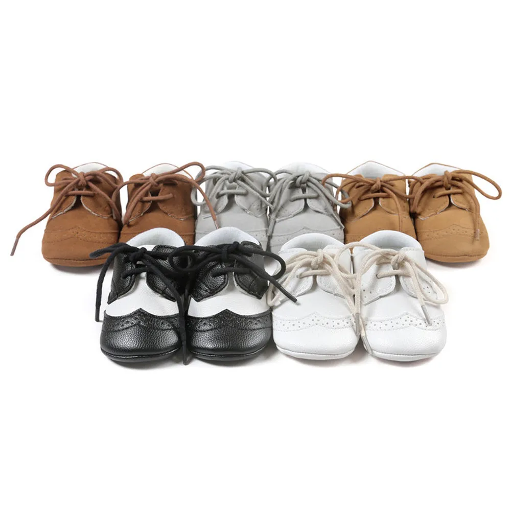 

Newborn Baby Boy Girl First Walkers Shoes Soft Rubber Bottom Solid Leather Oxford Dress Toddler Moccasins Crib Infant Shoes