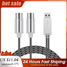 Luz indicadora usb midi elemento midi cabo in-out conversor profissional para interface usb com ftp processamento chip metal escudo