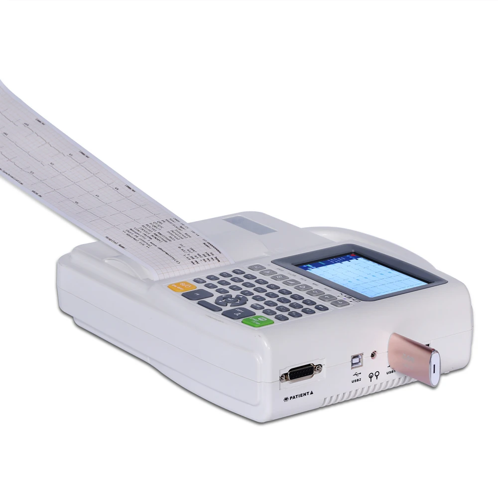 3 Three Channels Ecg Human Machine Full Keyboard 5 Inch 12 lead EKG Electrocardiograph Machine