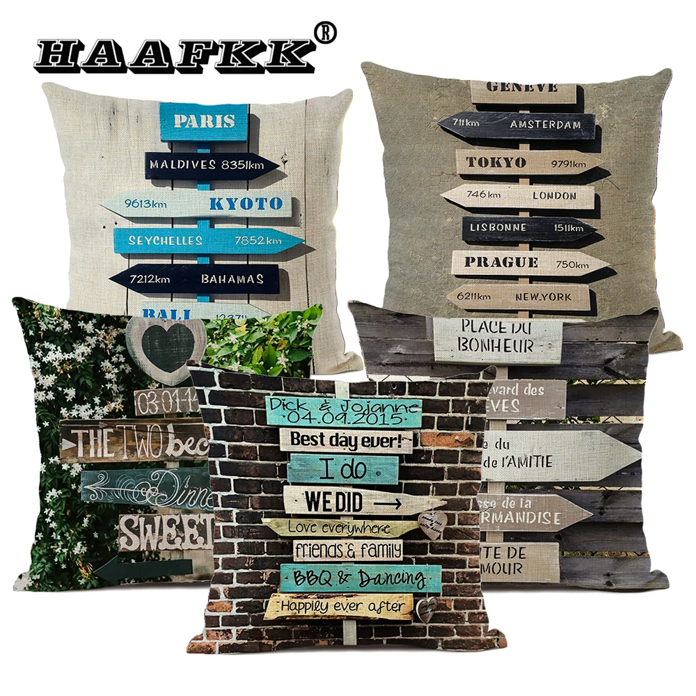

Bedroom Sofa personalized decoration cushion cover letter design high quality linen pillow suitable for a variety of scenes