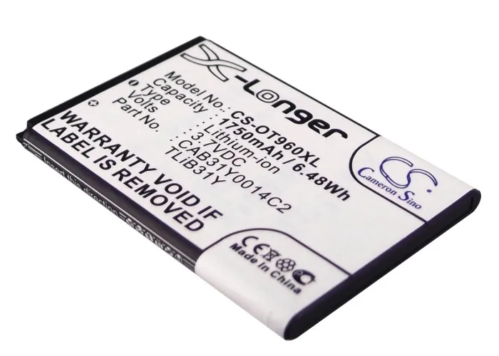 Обновленная батарея Cameron Sino для Alcatel CAB31Y0014C2 One Touch 955 960 1750 мАч/6.48Wh | Мобильные
