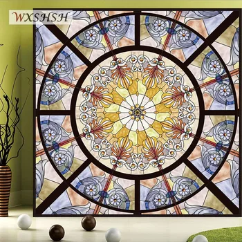

Opaque Custom Size Window Film Static Cling Stained Symmetry Home Decor Thermal-Proof Water-Proof Bathroom Glass Foil 40cmx100cm