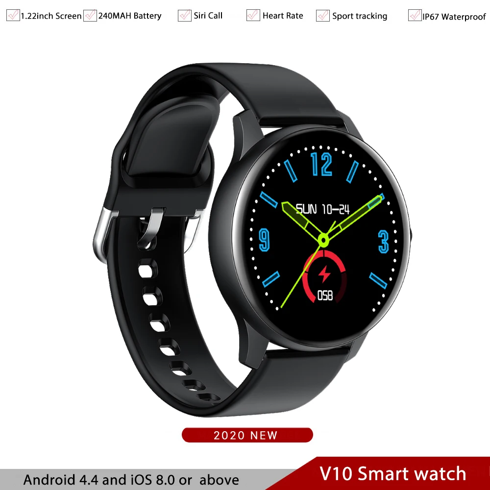 

2020 new V10 Smart Watch Man Waterpoorf IP67 Bluetooth Call Pressure Monitor Sport Pedometer PK DT88 & iwo for Android iPhon Ios