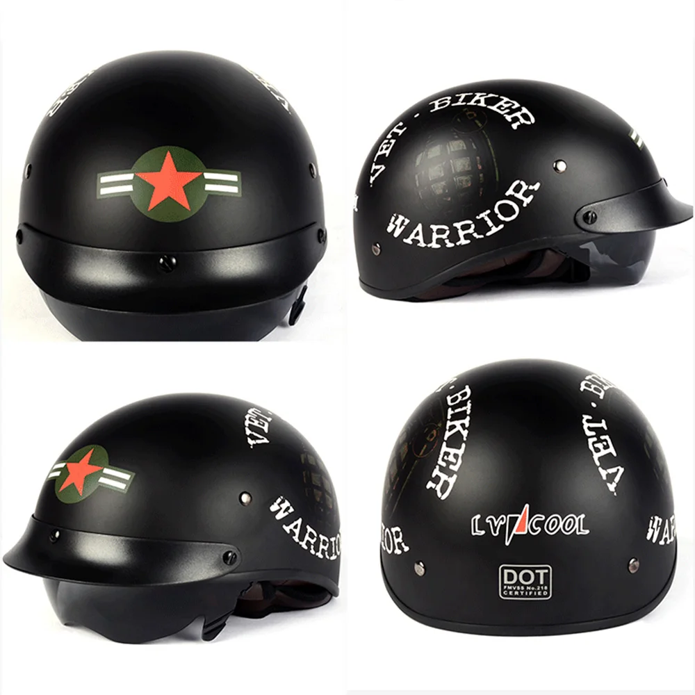 LVCOOL мотоциклетный шлем Мужской винтажный полушлем Casco Мото шлем скутер мотоциклетный гоночный шлем для верховой езды с сертификацией в горошек