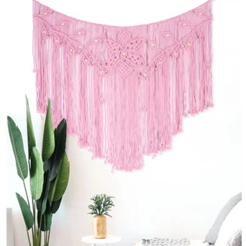 

Bohemian Tapestry Hand-Woven Pink Cotton Thread Girl Heart Room Wall Decoration Tapestry