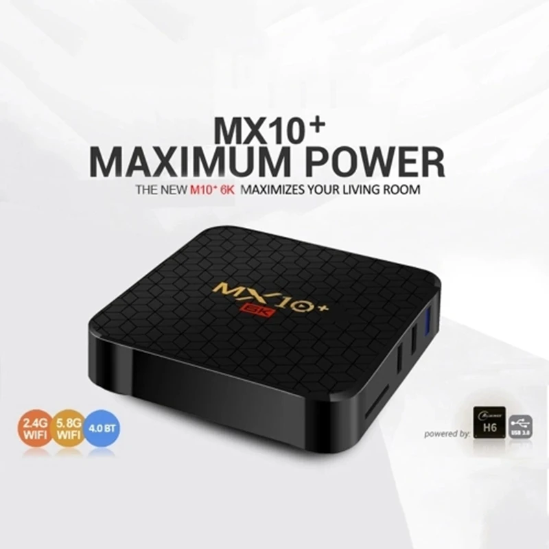 MX10+ Intelligent Set Top Box 6K Wifi Media Player TV Receiver Network TV Set-Top Box Android 9 ALLWINNER H6 4096 x 2160 4GB RAM