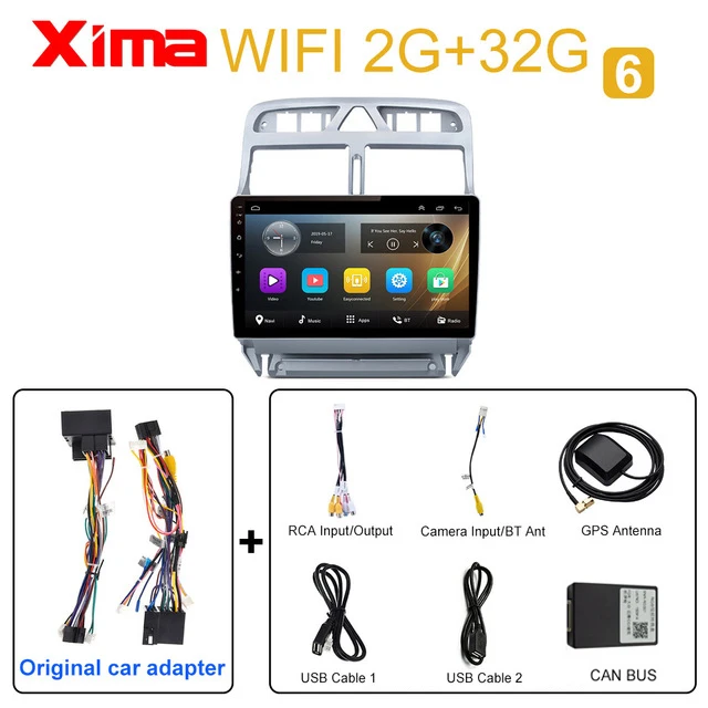 Android 9,0 ram 2GB Автомобильный DVD gps навигационный мультимедийный плеер для peugeot 307 307CC 307SW радио 2002-2013 авто радио gps навигатор - Цвет: RAM 2G 307-1