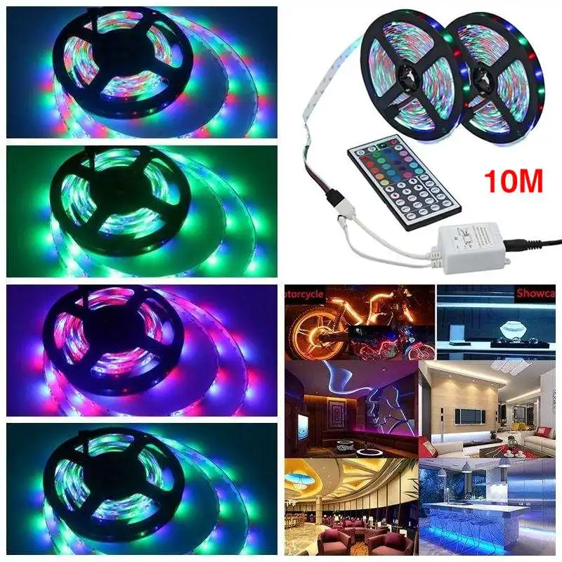 3/5/10 м SMD3528 RGB 600 Светодиодные ленты светильник гирлянды светодиодные ленты 12V не обладает водонепроницаемостью: A+ 44-клавишный ИК-пульт дистанционного управления Управление для дома шкаф настенный Декор