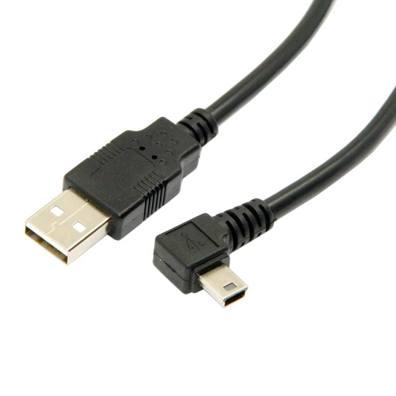 1,8 м Мини USB B Тип 5pin мужской 90 градусов левый угловой к USB 2,0 Мужской кабель для передачи данных черный цвет