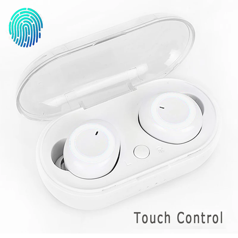 White Touch Control Беспроводные наушники от YOU FIRST Bluetooth 5.0 наушники TWS спортивные стерео bluetooth наушники гарнитура с загрузочной коробки - Цвет: White Touch Control