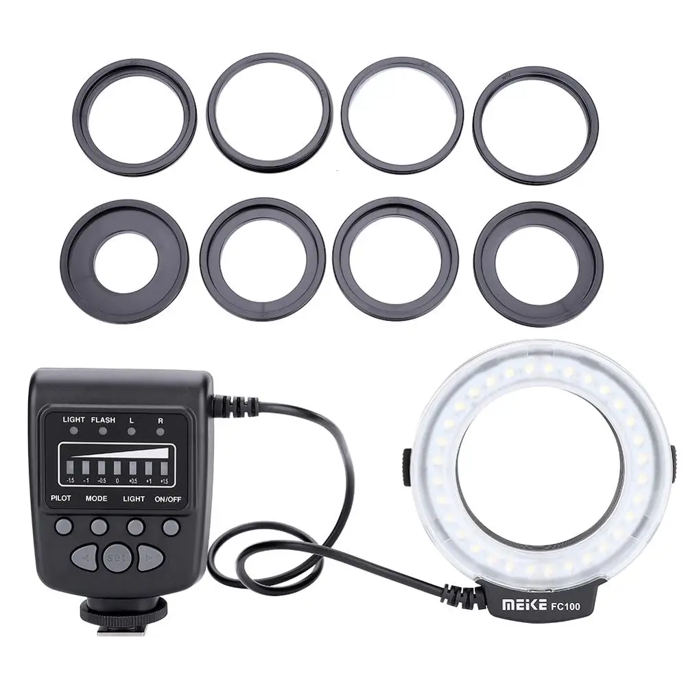 Meike FC 100 FC100 Manuelle LED Macro Ring Flash Light mit 7 Adapter