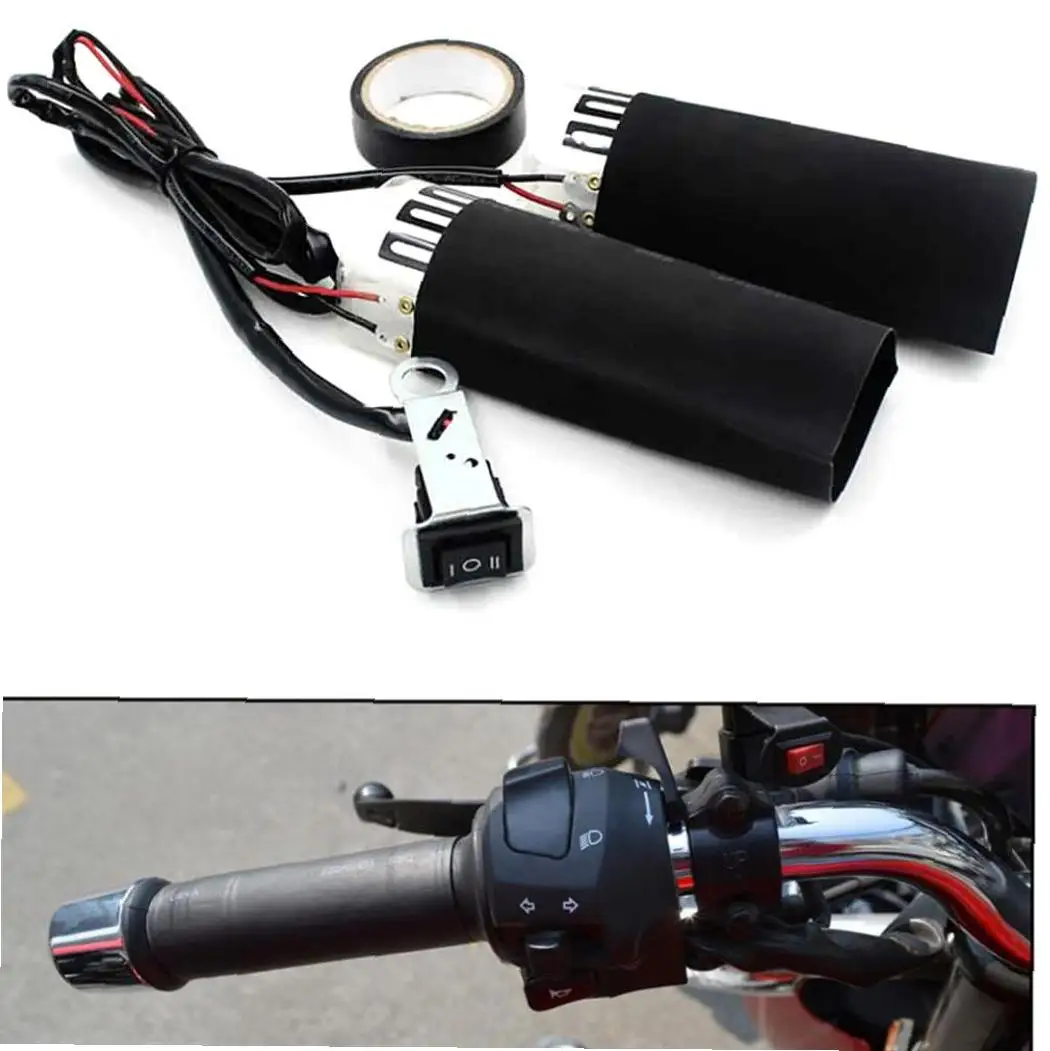 

Motorcycle Warm Heat Heated Grip Kit Pads for Motorcycle Handlebars 12V with Temperature Control Switch BLACK